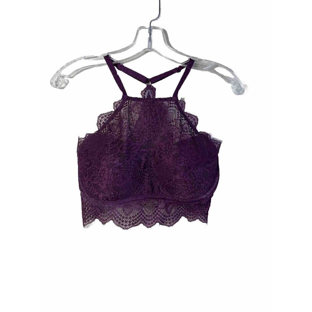 PINK Victoria's Secret Lace Bralette Women's Burgundy Floral Adjustable Size S